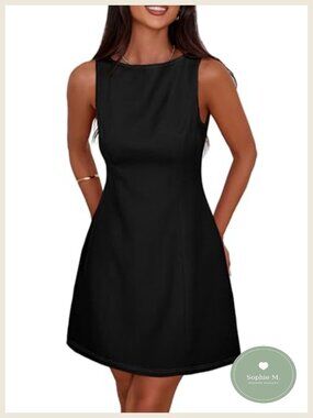 A Line Mini Dress Sleeveless Boat Neck Cocktail Formal Summer